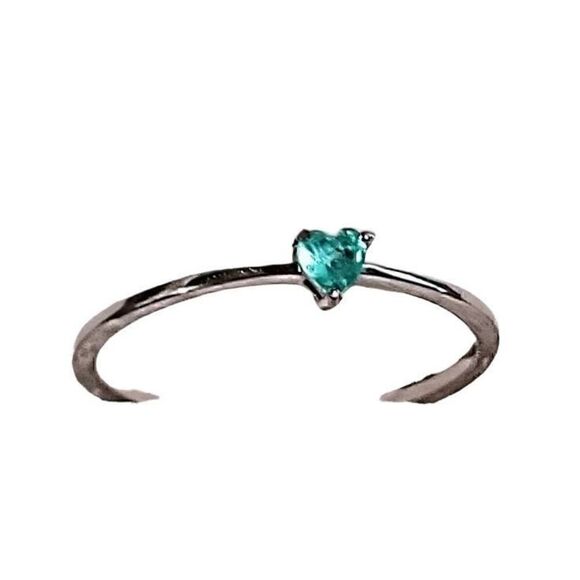 Sterling Silver Delicate Aquamarine Heart Crystal Ring BRAND NEW sz 7 - Picture 9 of 9